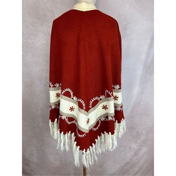 Vintage Boho Western Wool Cape Poncho 1970s - Picture 2 of 7